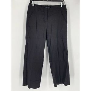 Theory black linen blend trouser pants Slacks‎ size 4 30x25 Wide Leg Cropped